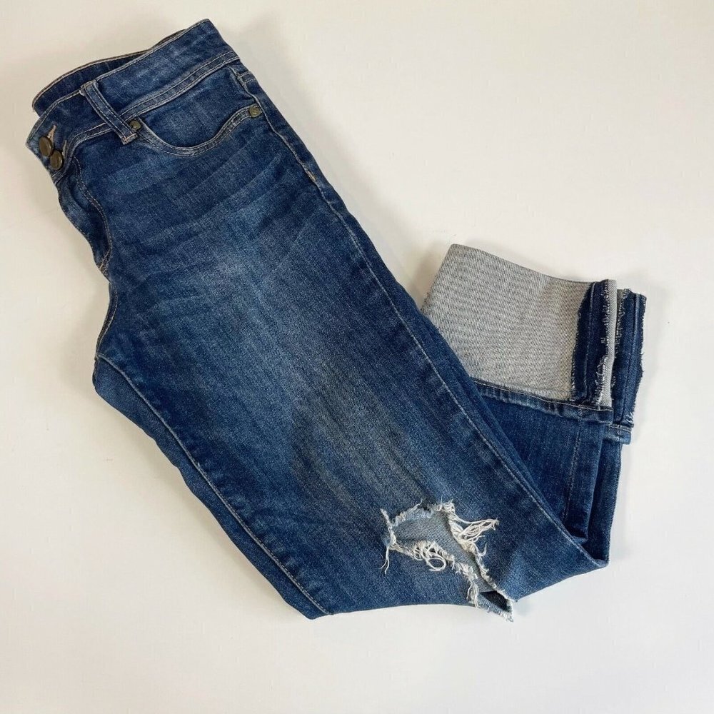 Kut From The Kloth Womens Capri‎ Cropped Distressed Jeans Blue Size 6 Mid Rise